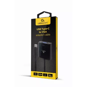 GEMBIRD USB Type-C to VGA Display Adapter, 15cm, Black