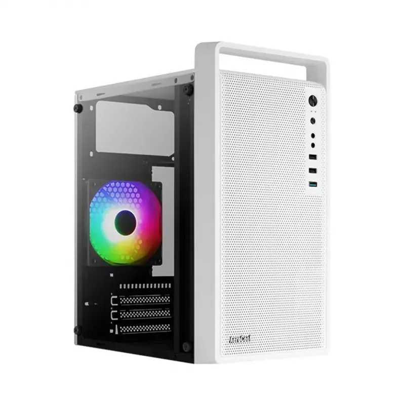 PC case AEROCOOL PGS CS-109-G-WT-v1 Mini Tower SPCC white — microATX, up to 26 cm GPU, FRGB, mesh front
