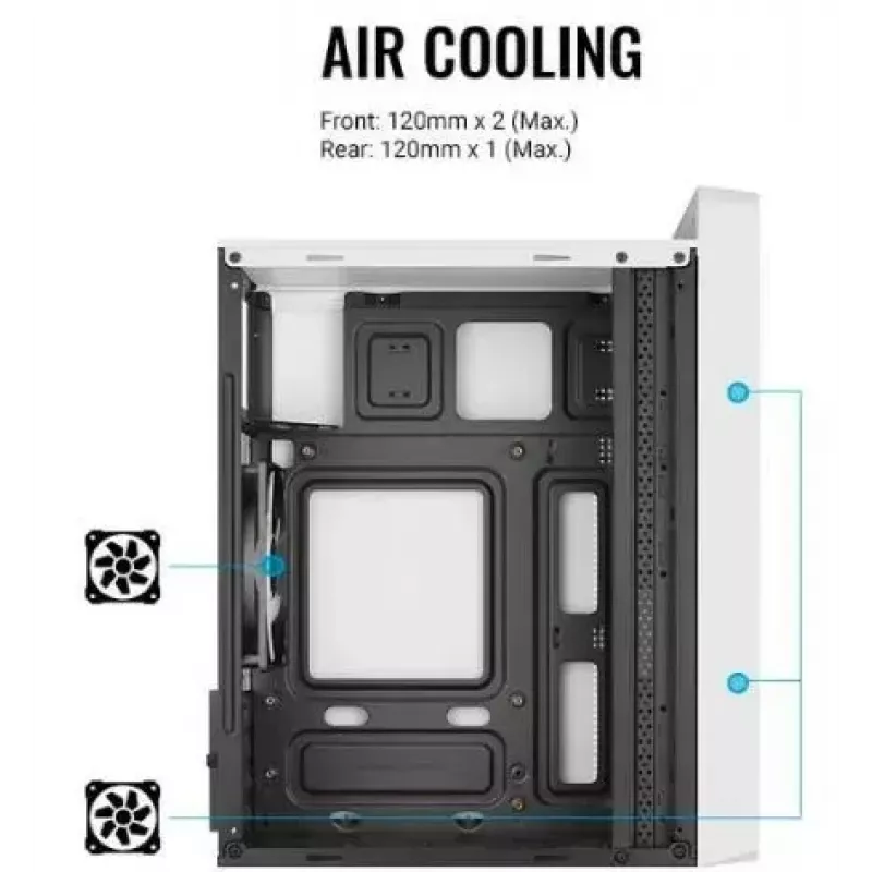 PC case AEROCOOL PGS CS-109-G-WT-v1 Mini Tower SPCC white — microATX, up to 26 cm GPU, FRGB, mesh front