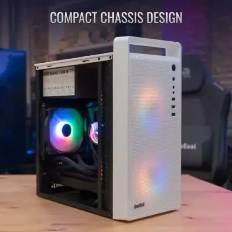PC case AEROCOOL PGS CS-109-G-WT-v1 Mini Tower SPCC white — microATX, up to 26 cm GPU, FRGB, mesh front
