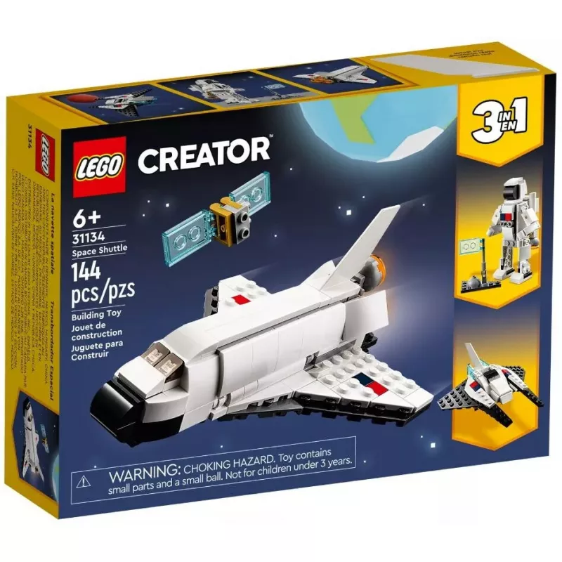 LEGO Creator 3-in-1 Space Shuttle building set 31134 — 144 pieces, for ages 6+, 160×120×60 mm