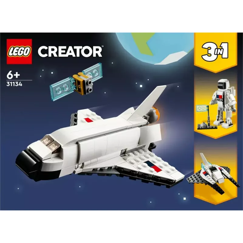 LEGO Creator 3-in-1 Space Shuttle building set 31134 — 144 pieces, for ages 6+, 160×120×60 mm