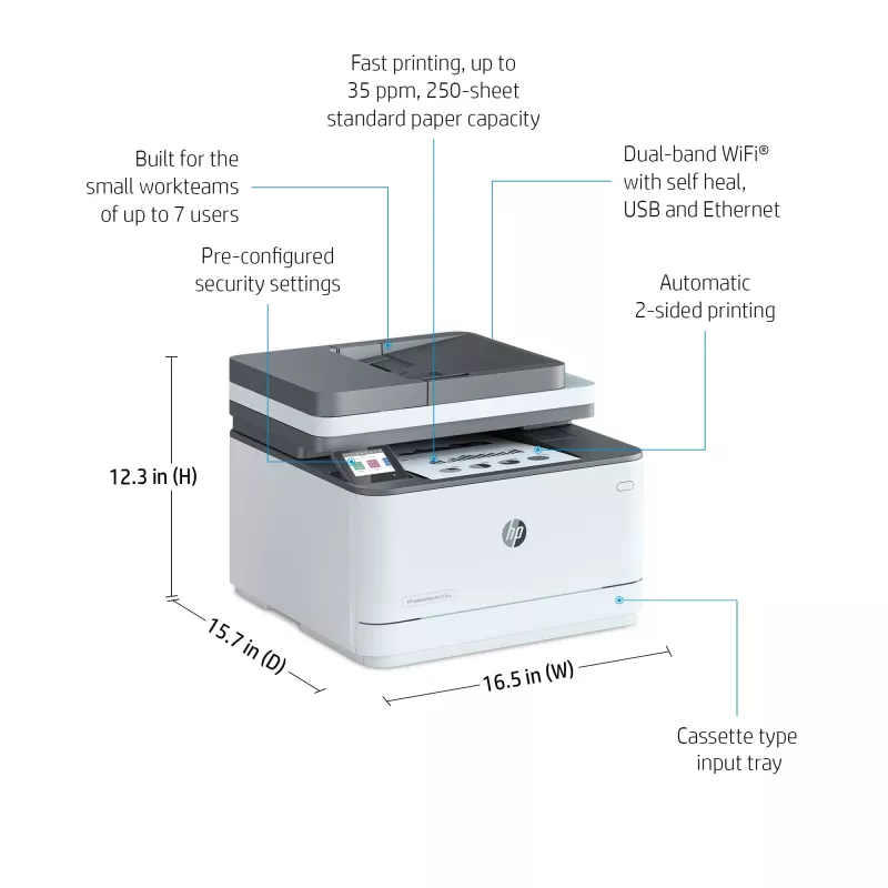 HP LaserJet Pro MFP 3102fdn Printer, Laser, Mono printing, 1200 x 1200 DPI, A4, Direct printing, White