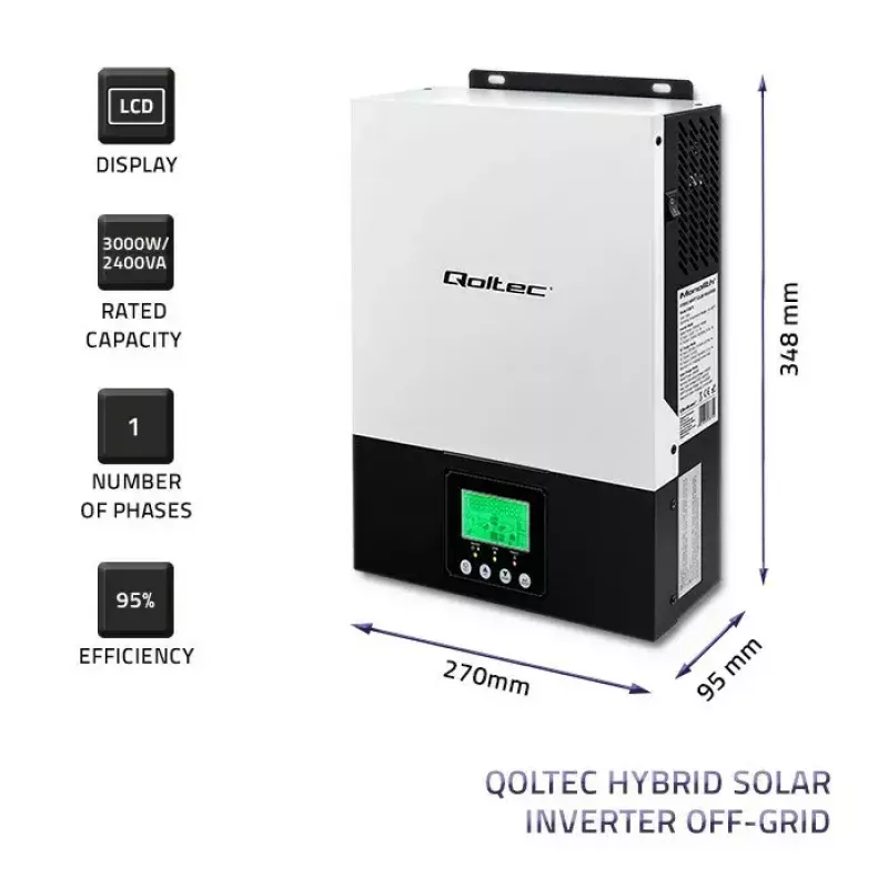 Hybrid Off‑Grid Solar Inverter QOLTEC 3KVA 2.4kW 80A