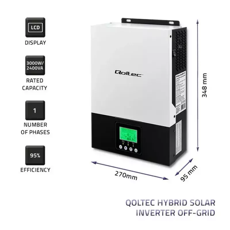 Hybrid Off‑Grid Solar Inverter QOLTEC 3KVA 2.4kW 80A