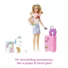 Barbie Dreamhouse Adventures Doll and Accessories, “Malibu” Travel Set with Puppy and 10+ Pieces Including Working Suitcase