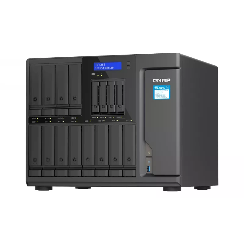 QNAP TS-1655 NAS Tower Intel Atom® C5125 8 GB DDR4 0 TB QNAP Turbo System Black