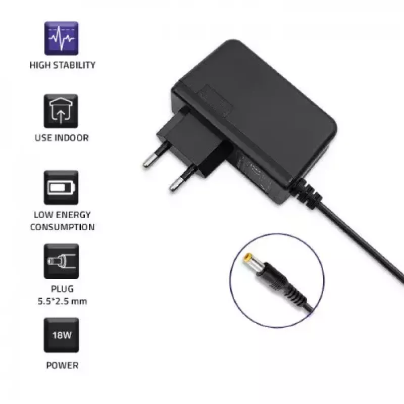 Indoor Power Adapter Qoltec 51028 18W Black 220-240V