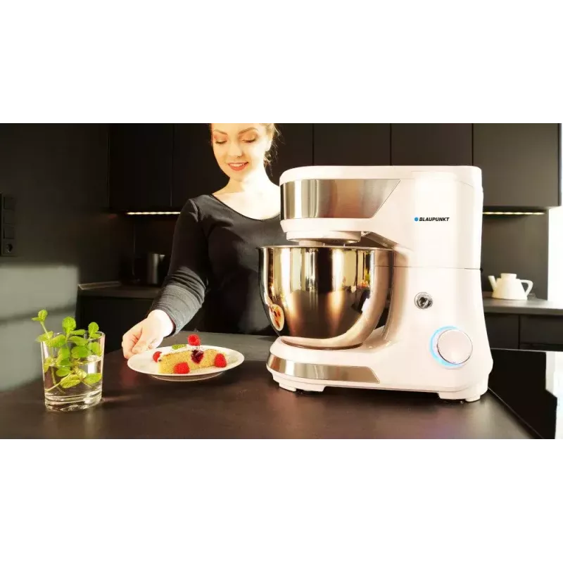 Stand mixer BLAUPUNKT SMM501 — 5 L stainless steel bowl, 1000 W, tilt-head, rotary control, white