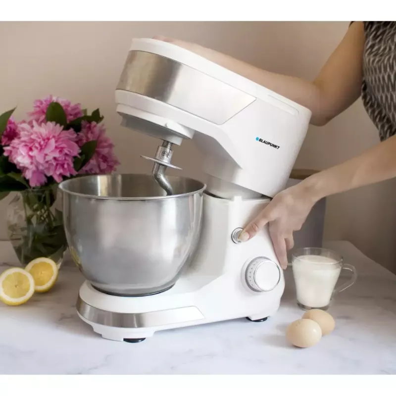 Stand mixer BLAUPUNKT SMM501 — 5 L stainless steel bowl, 1000 W, tilt-head, rotary control, white