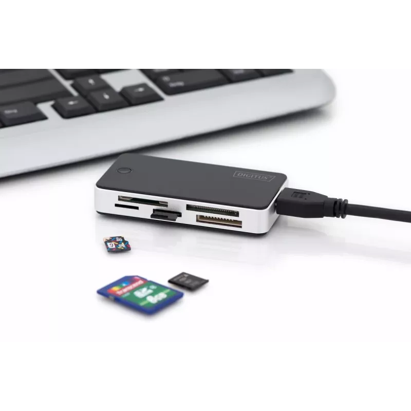 DIGITUS USB 3.0 Card Reader Support MS/SD/SDHC/MiniSD/M2/CF/MD/SDXC cards 1M USB A connection cable