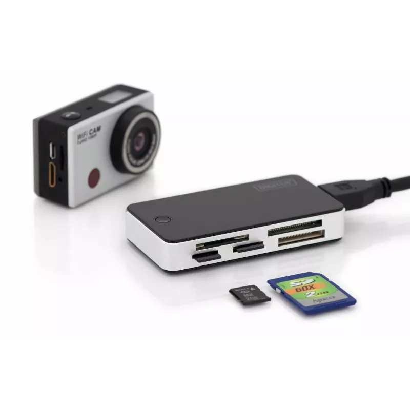 DIGITUS USB 3.0 Card Reader Support MS/SD/SDHC/MiniSD/M2/CF/MD/SDXC cards 1M USB A connection cable
