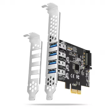 Axagon PCEU-43RS PCIe card - 4x USB 5 Gbps port, dual power, Renesas PD720201, SP & LP