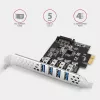 Axagon PCEU-43RS PCIe card - 4x USB 5 Gbps port, dual power, Renesas PD720201, SP & LP