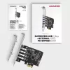 Axagon PCEU-43RS PCIe card - 4x USB 5 Gbps port, dual power, Renesas PD720201, SP & LP