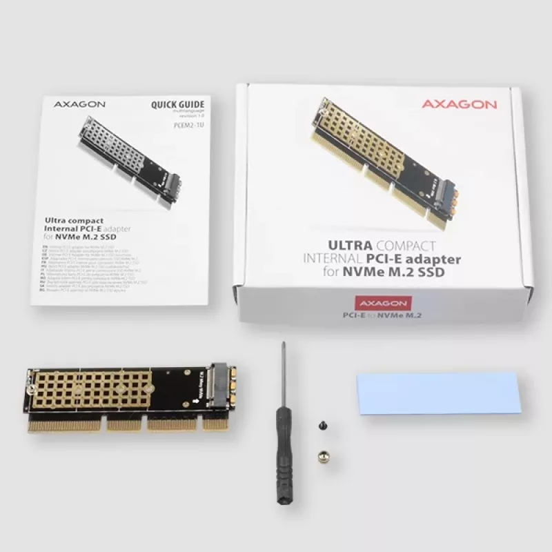 Axagon PCEM2-1U PCIe x16/x8/x4 - M.2 NVMe M-key slot adapter 1U
