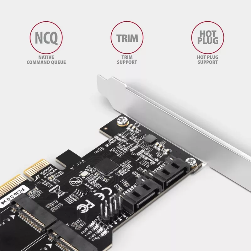 Axagon PCES-SA4M2 PCIe Controller 2x internal SATA 6G port+ M.2 B-key interface cards/adapter M.2, SATA