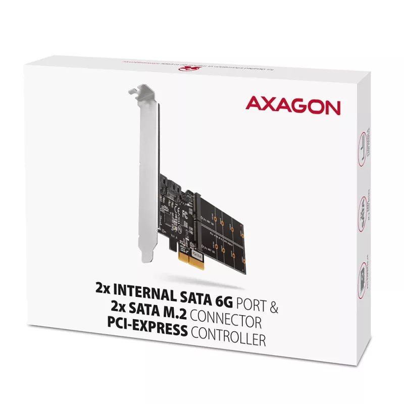 Axagon PCES-SA4M2 PCIe Controller 2x internal SATA 6G port+ M.2 B-key interface cards/adapter M.2, SATA