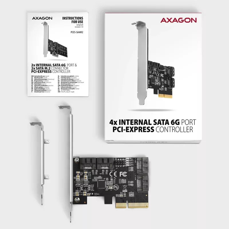 Axagon PCES-SA4X4 PCIe controller - 4x internal SATA 6G port, ASM1164, SP & LP