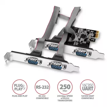 Axagon PCEA-S4N PCIe - 4x serial port 250 kbps adapter w. SP & LP