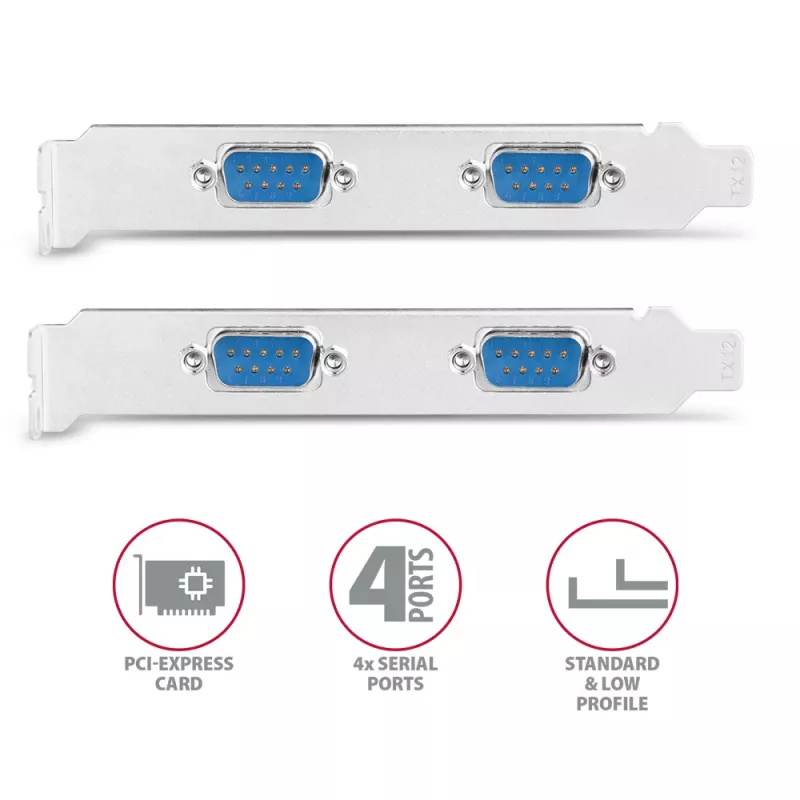 Axagon PCEA-S4N PCIe - 4x serial port 250 kbps adapter w. SP & LP