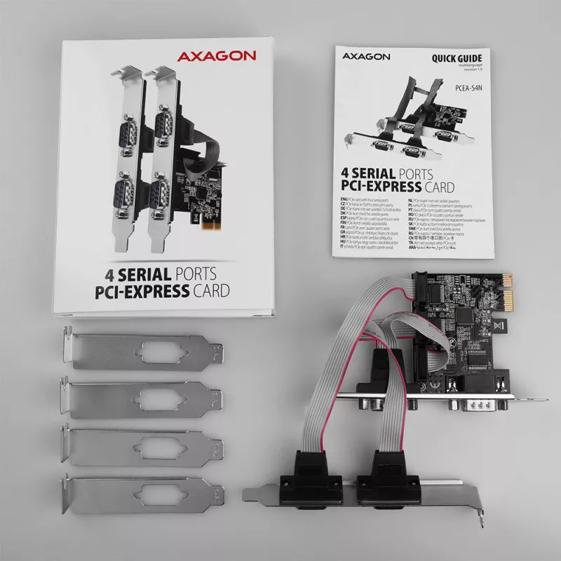 Axagon PCEA-S4N PCIe - 4x serial port 250 kbps adapter w. SP & LP