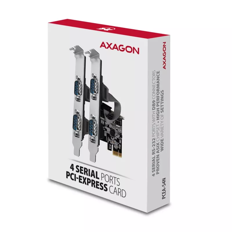 Axagon PCEA-S4N PCIe - 4x serial port 250 kbps adapter w. SP & LP