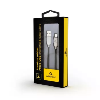 GEMBIRD Premium Rubber Micro-USB Charging And Data Cable 2m - Black