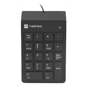 Numeric Keypad NATEC GOBY 2 USB 18‑Key Membrane Black — wired USB, 18 keys, 1.5 m cable, ABS housing
