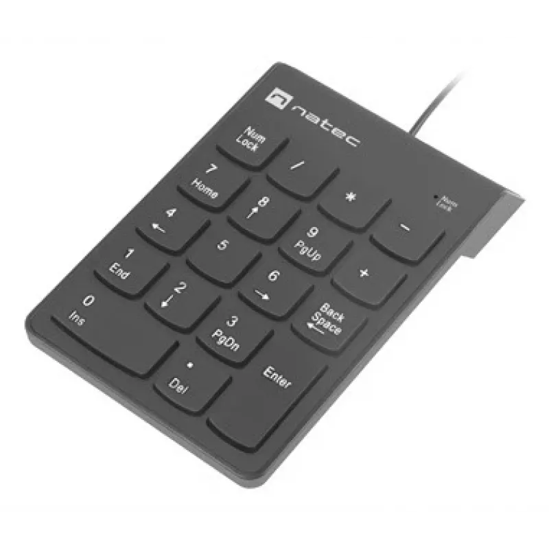 Numeric Keypad NATEC GOBY 2 USB 18‑Key Membrane Black — wired USB, 18 keys, 1.5 m cable, ABS housing