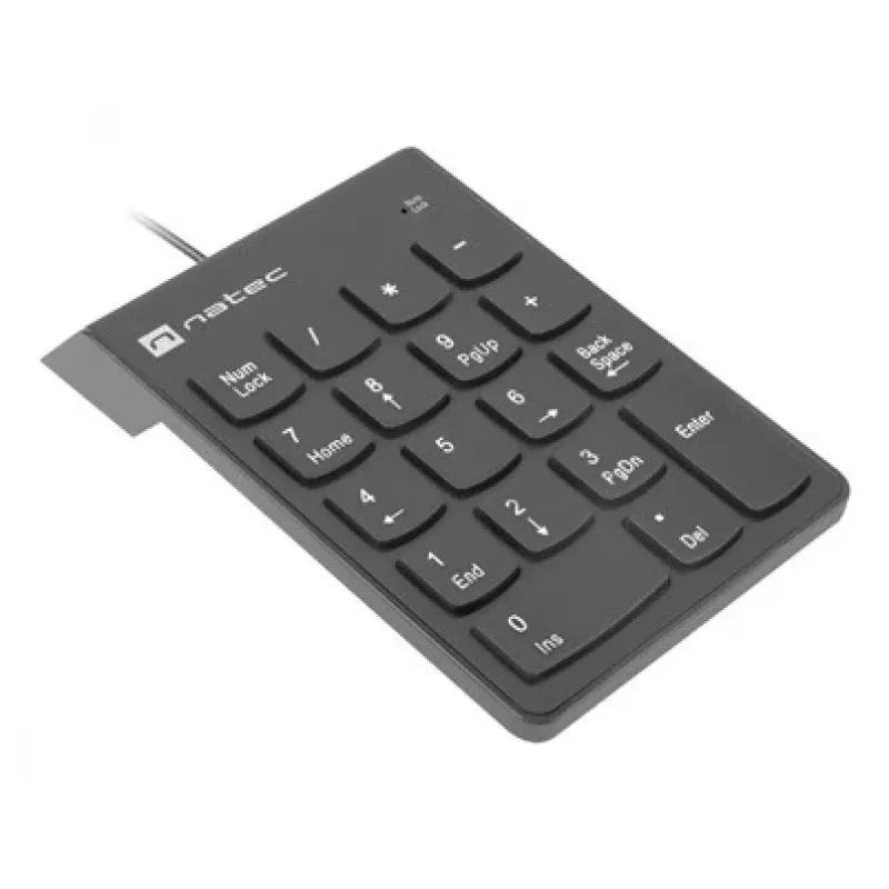 Numeric Keypad NATEC GOBY 2 USB 18‑Key Membrane Black — wired USB, 18 keys, 1.5 m cable, ABS housing