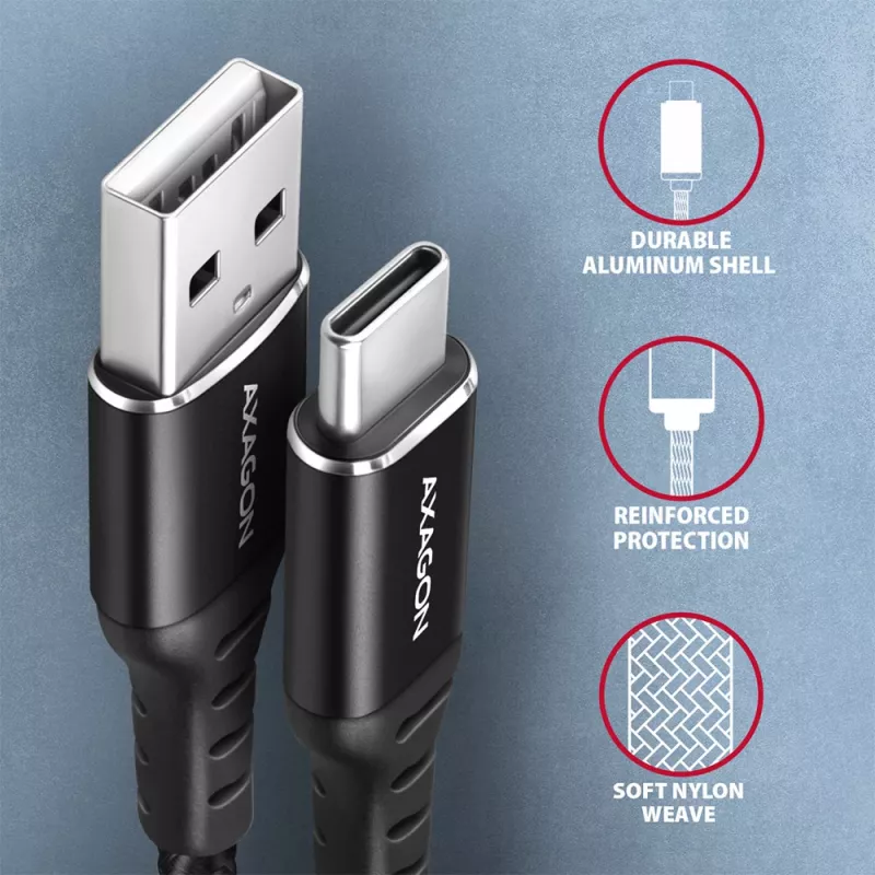 Axagon BUCM-AM10AB HQ USB-C USB-A cable 1 m