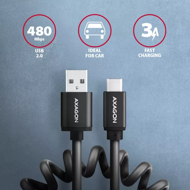 USB Cable Axagon BUCM-AM10TB USB 2.0 0.6m USB C USB A Black
