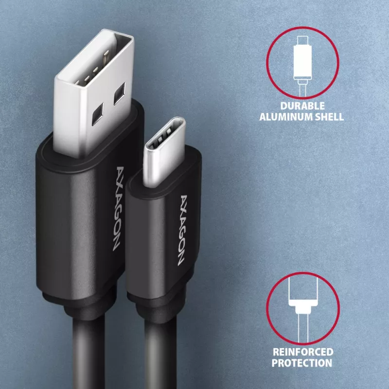 USB Cable Axagon BUCM-AM10TB USB 2.0 0.6m USB C USB A Black