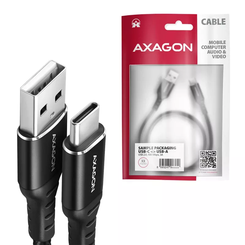 USB cable Axagon BUCM-AM15AB USB 2.0 1.5 m USB A USB C Black