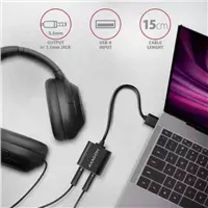 External USB audio adapter AXAGON ADA-12 with 1x 3.5mm jack for headphone and microphone