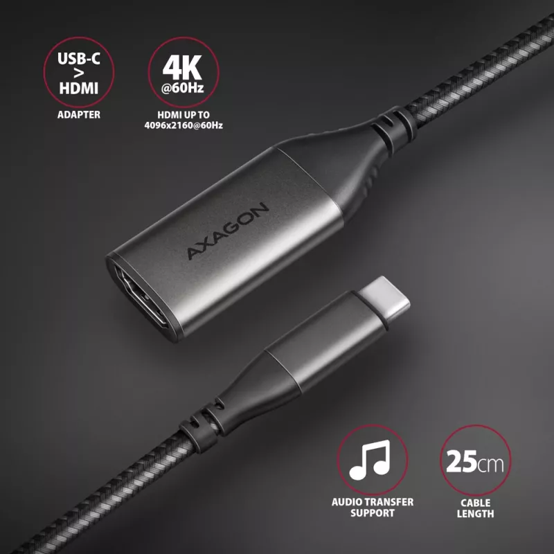 Axagon RVC-HI2M USB-C -> HDMI 2.0a adapter 4K/60Hz HDR10