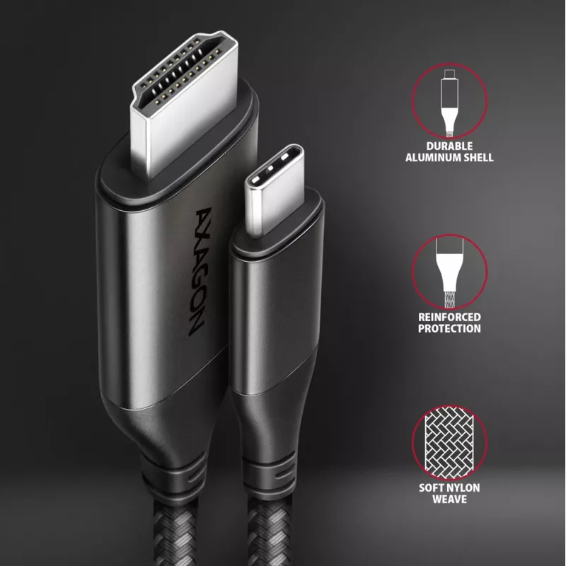 Axagon RVC-HI2MC USB-C -> HDMI 2.0a cable 1.8m, 4K/60Hz HDR10