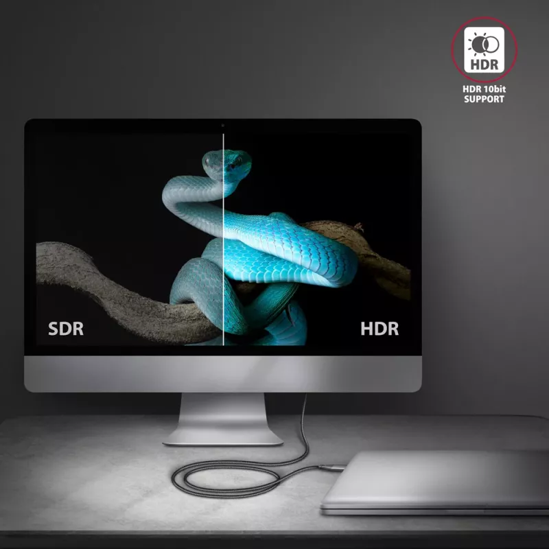 Axagon RVC-HI2MC USB-C -> HDMI 2.0a cable 1.8m, 4K/60Hz HDR10