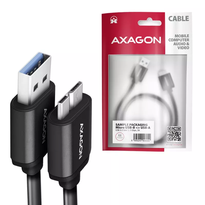 Axagon BUMM3-AM10AB SPEED Micro-B USB <> USB-A 3.2 Gen 1 cable 1 m