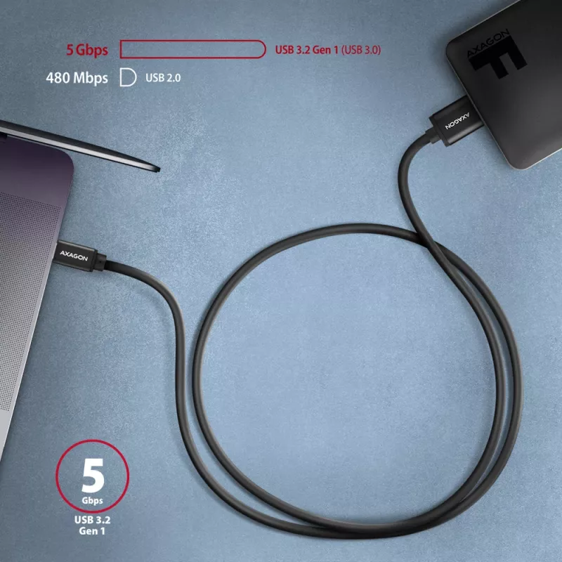 USB Cable Axagon BUMM3-CM10AB Micro-USB B to USB C 1m Black