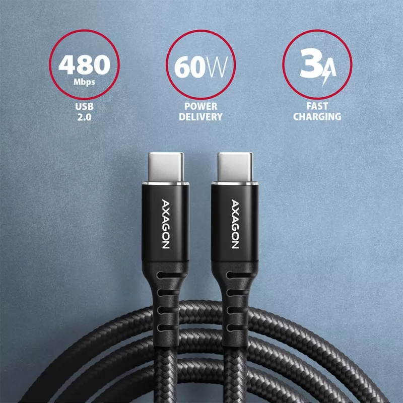 USB Cable Axagon BUCM-CM10AB USB 2.0 1m USB C Black