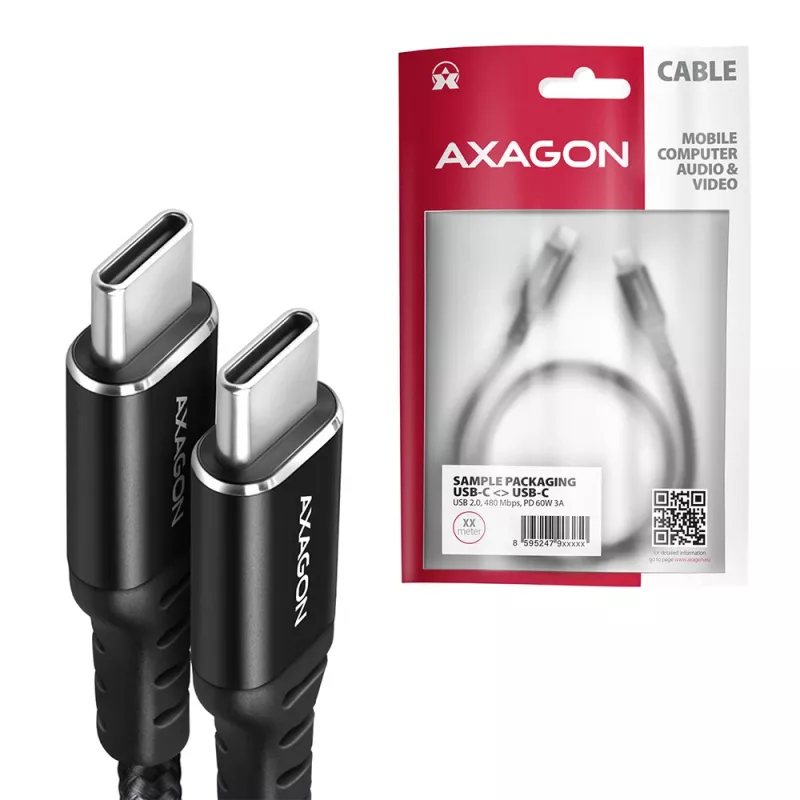 USB cable Axagon BUCM-CM30AB USB 2.0 3 m USB C Black