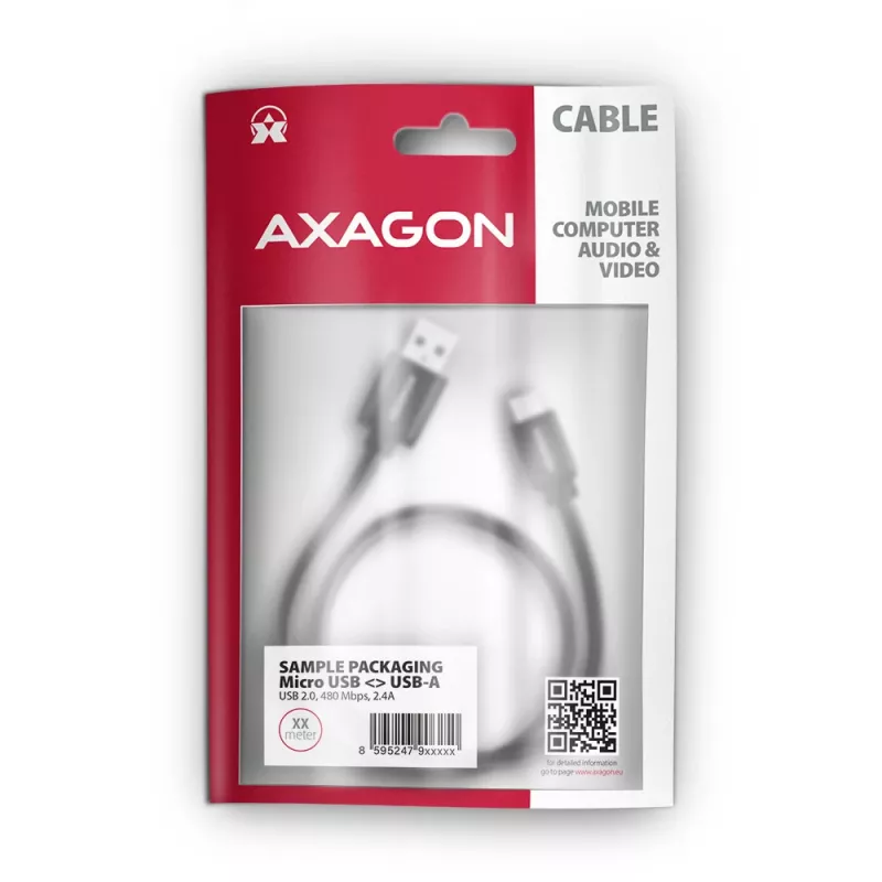 Axagon BUMM-AM10AB HQ cable Micro USB <-> USB-A, 1m, USB 2.0, 2.4A, ALU, braid, black