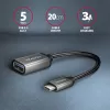 Axagon RUCM-AFAC cable adapter USB-C (M) -> USB-A (F), 20cm, USB 3.2 Gen 1, 3A, ALU