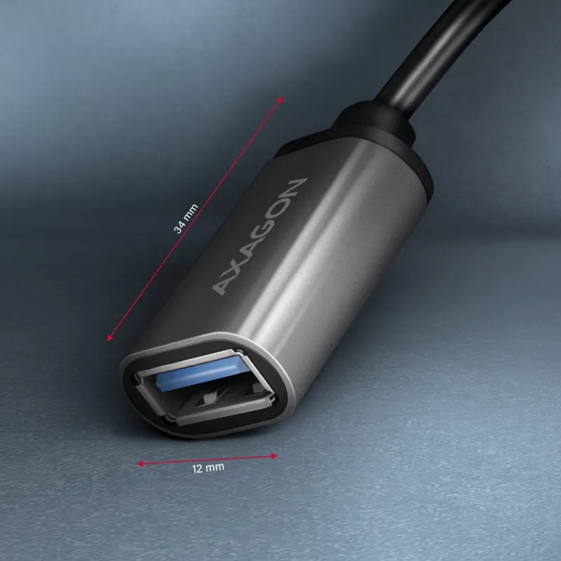 Axagon RUCM-AFAC cable adapter USB-C (M) -> USB-A (F), 20cm, USB 3.2 Gen 1, 3A, ALU