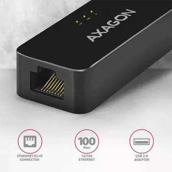 AXAGON ADE-XR USB 2.0 Type-A Fast Ethernet 10/100 adapter, black, 0.023 kg