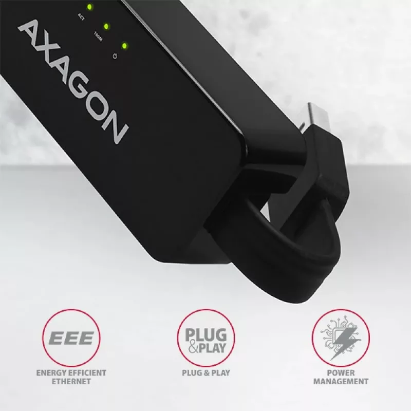 AXAGON ADE-XR USB 2.0 Type-A to Fast Ethernet 10/100 adapter, RJ-45, Realtek RTL8152, black, 23 g