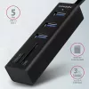 Axagon HMA-CR3A Metal USB 3.2 Gen 1 multi-port hub with three USB ports and card reader