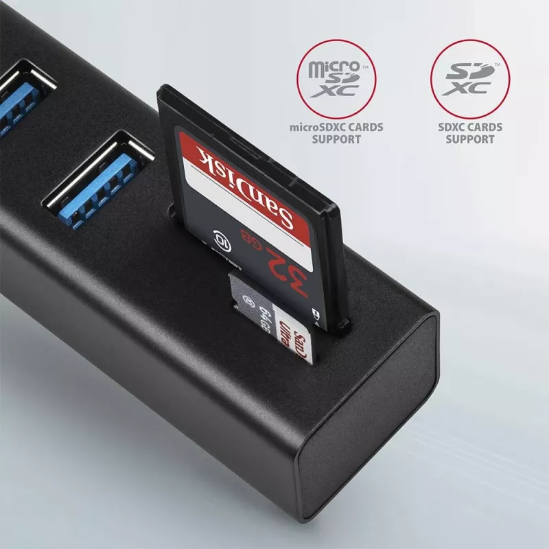 Axagon HMA-CR3A Metal USB 3.2 Gen 1 multi-port hub with three USB ports and card reader
